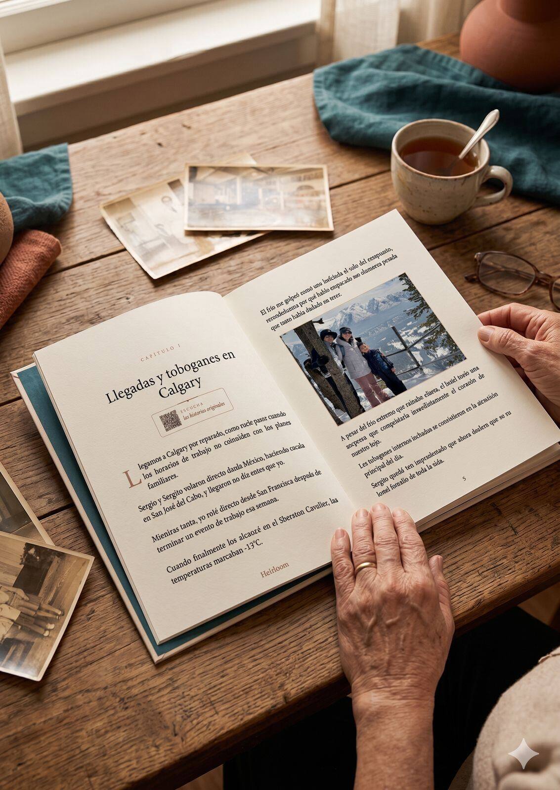 Página interior del libro con código QR para audios originales